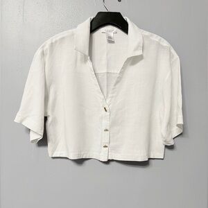 #12)  Elegant White Women's Button-Down Shirt